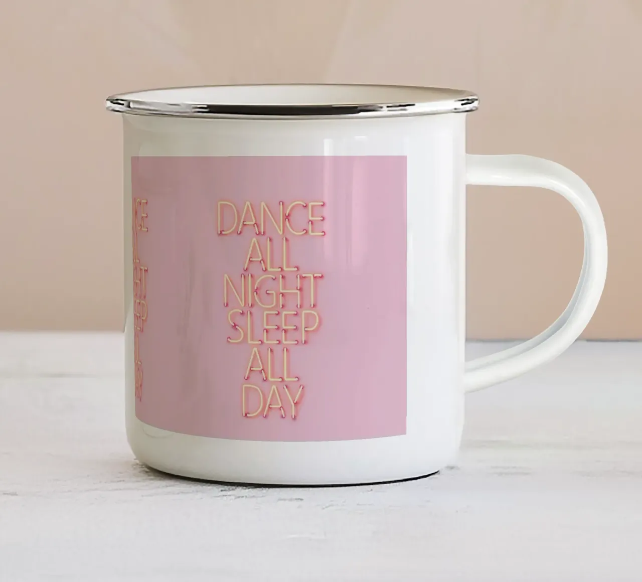 Neon Pink Dance Party Typography tazza in smalto da showmemars