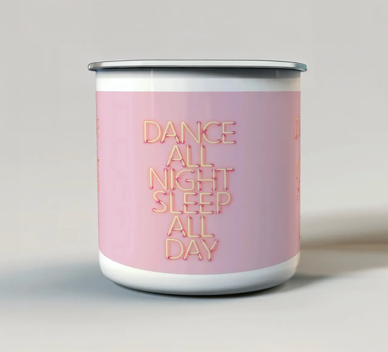 Neon Pink Dance Party Typography tazza in smalto da showmemars