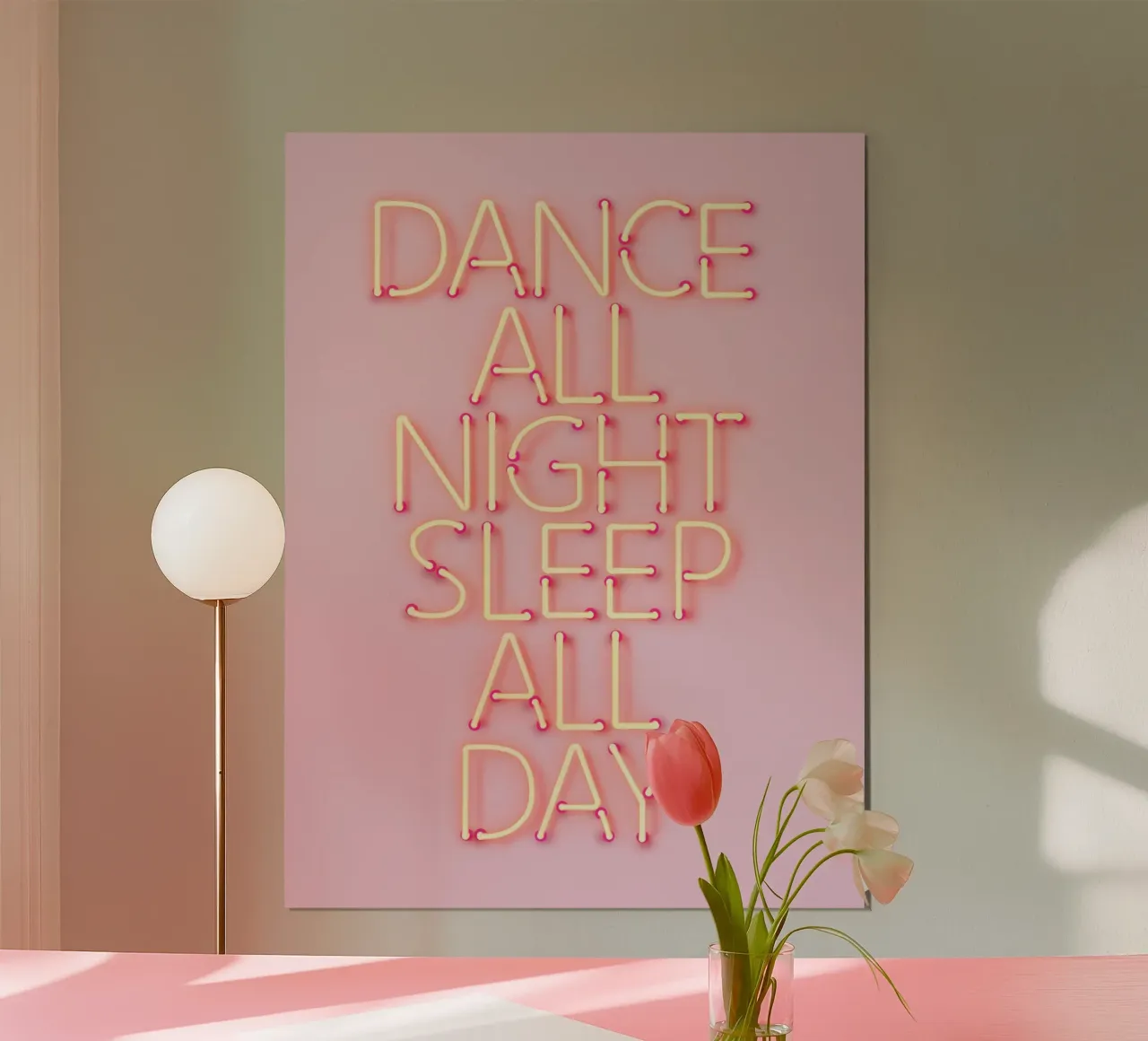 Neon Pink Dance Party Typography poster by showmemars