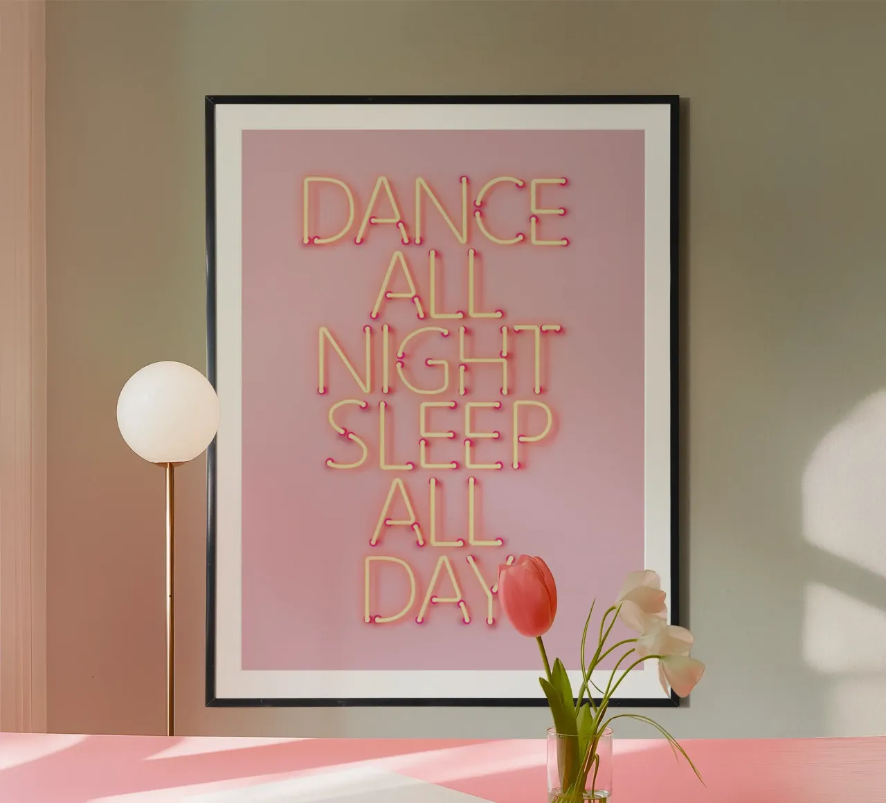 Neon Pink Dance Party Typography poster by showmemars