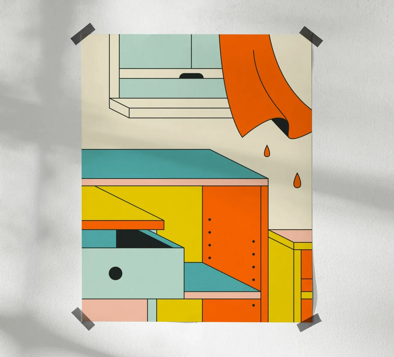 GEOMETRIE SUBURBANE poster con telaio in legno da Jazzberry Blue