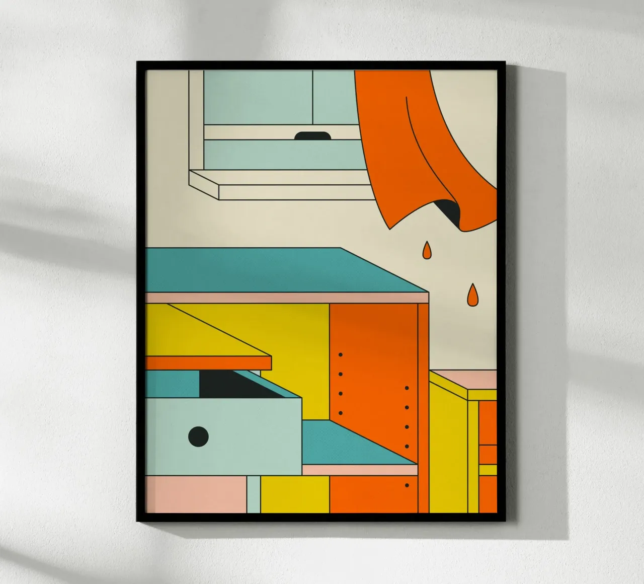 GEOMETRIE SUBURBANE poster con telaio in legno da Jazzberry Blue