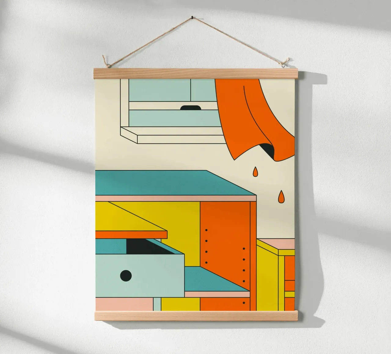 GEOMETRIE SUBURBANE poster con telaio in legno da Jazzberry Blue