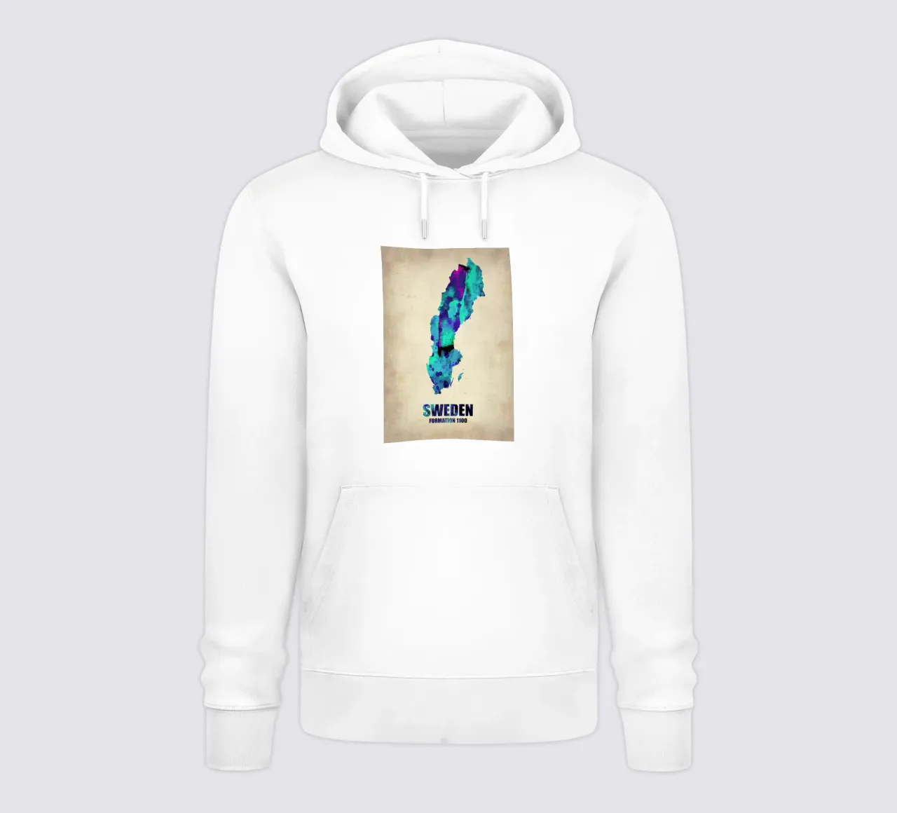 Sweden Watercolor Map felpa con cappuccio da Naxart