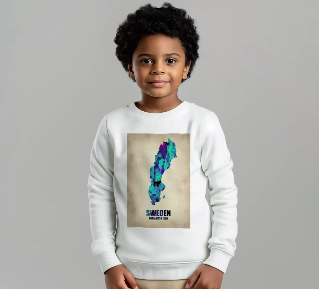 Sweden Watercolor Map felpa bambino da Naxart