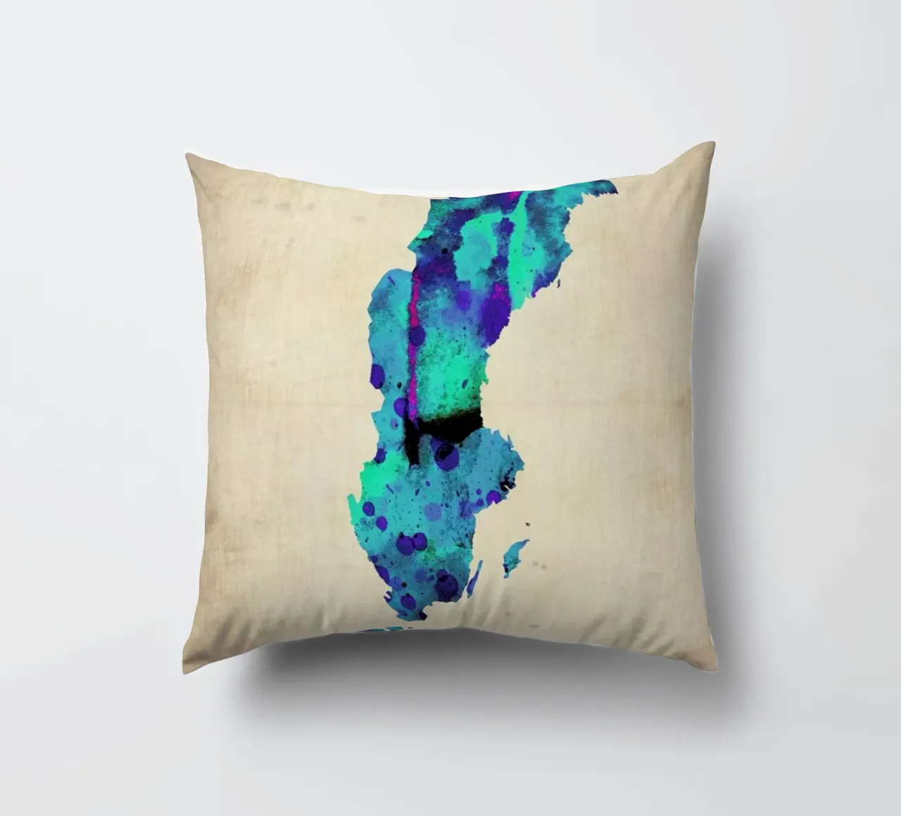 Sweden Watercolor Map cuscino da Naxart