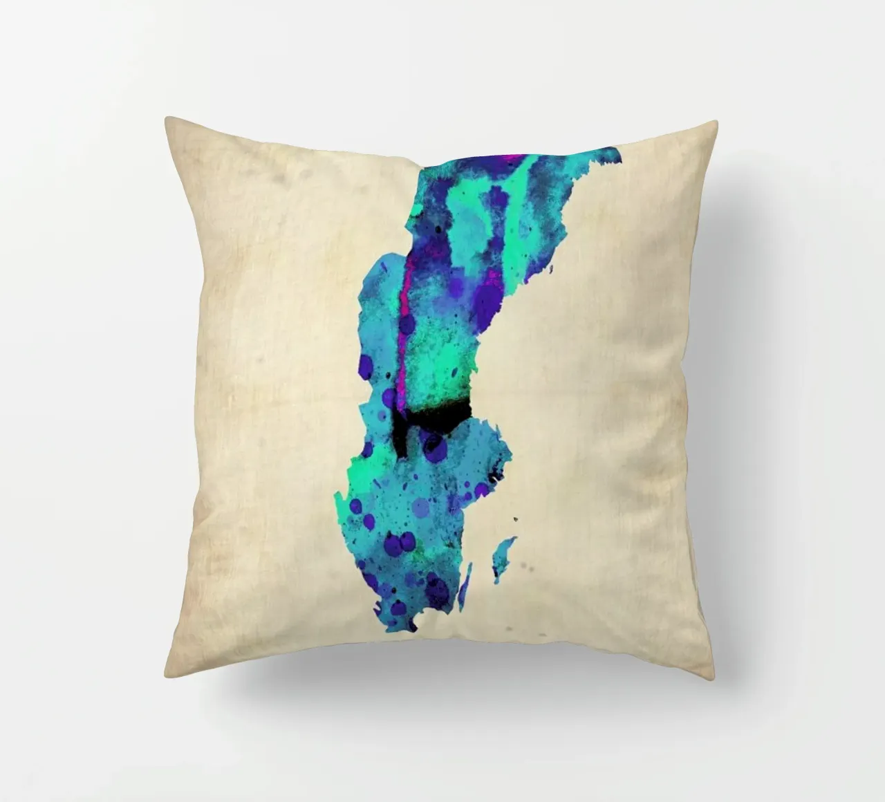 Sweden Watercolor Map cuscino da Naxart