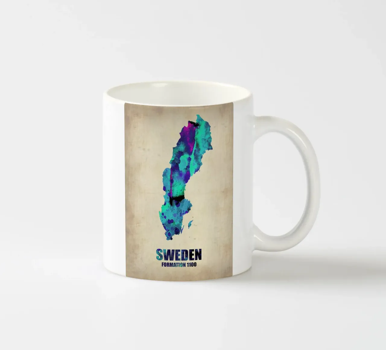 Sweden Watercolor Map tazza in ceramica da Naxart