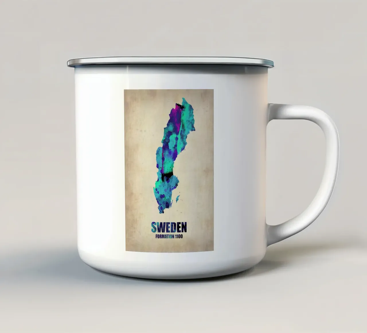 Sweden Watercolor Map tazza in smalto da Naxart