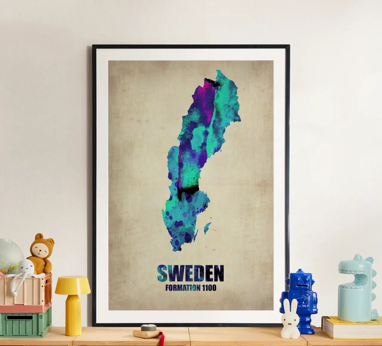 Sweden Watercolor Map carta hahnemühle da Naxart