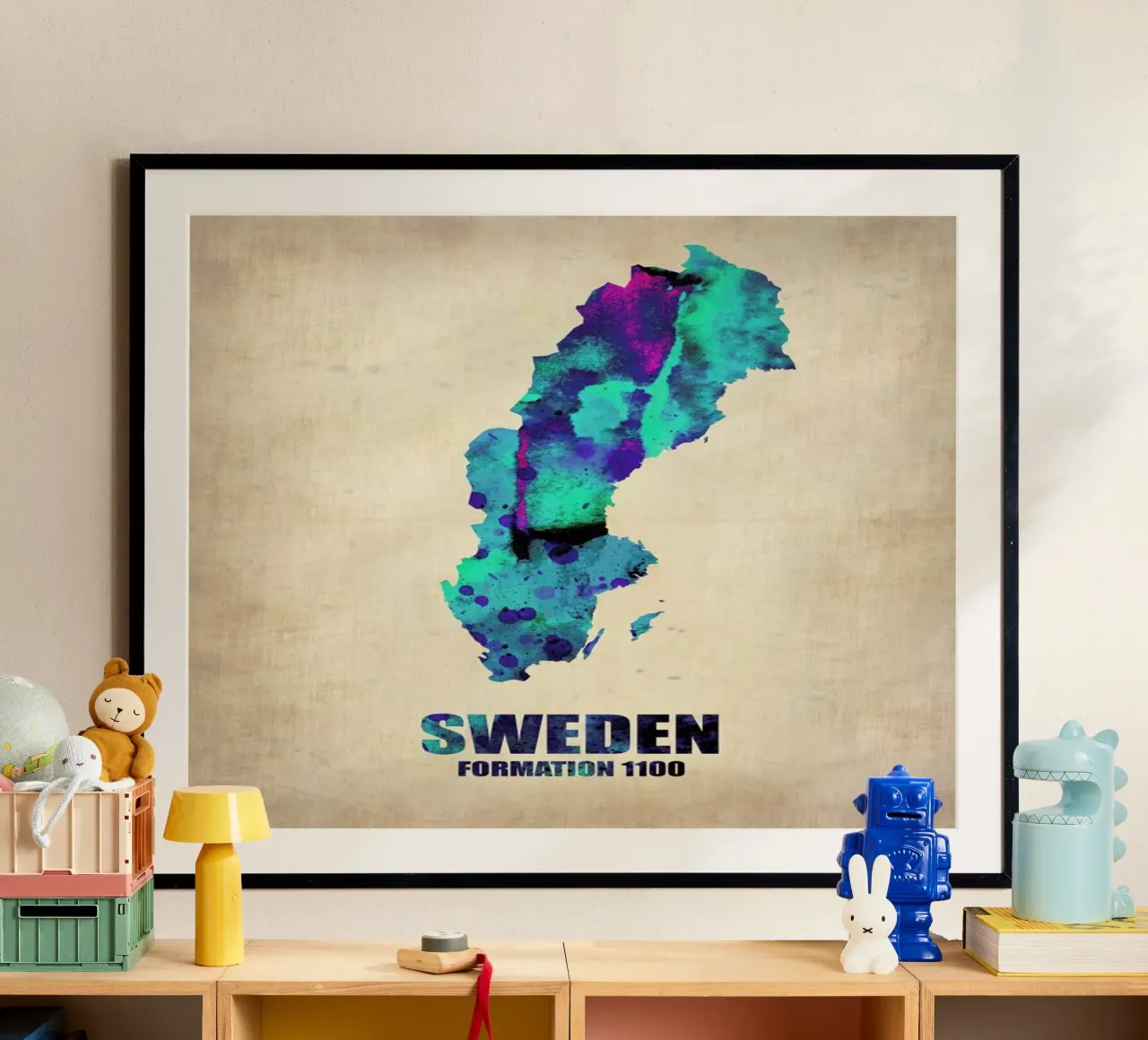 Sweden Watercolor Map carta hahnemühle da Naxart