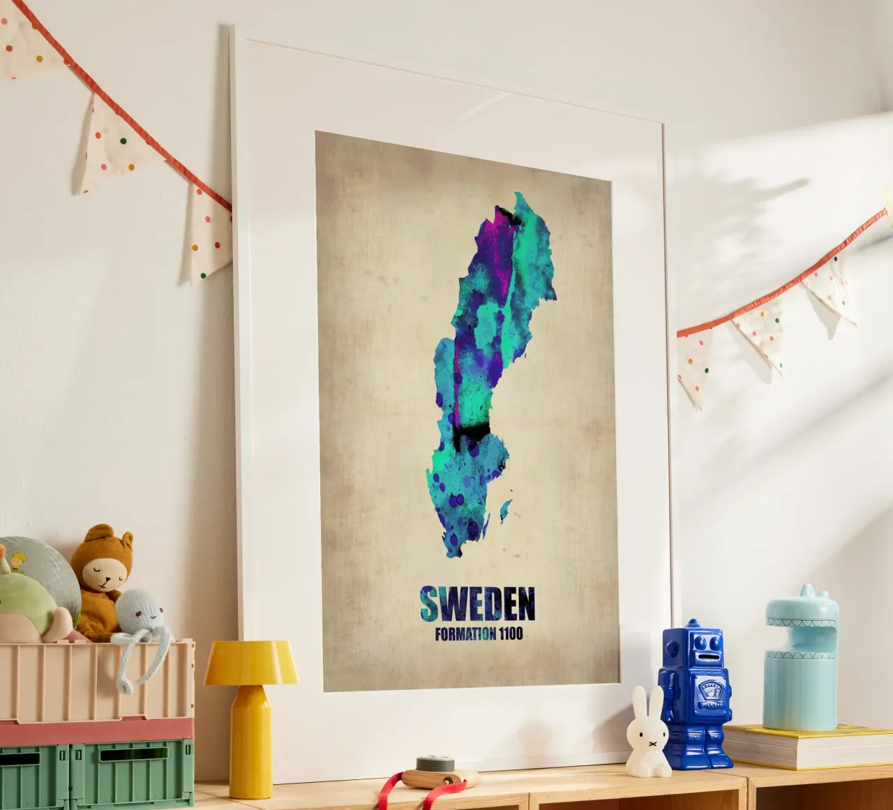 Sweden Watercolor Map carta hahnemühle da Naxart