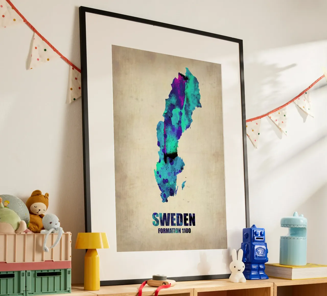 Sweden Watercolor Map carta hahnemühle da Naxart