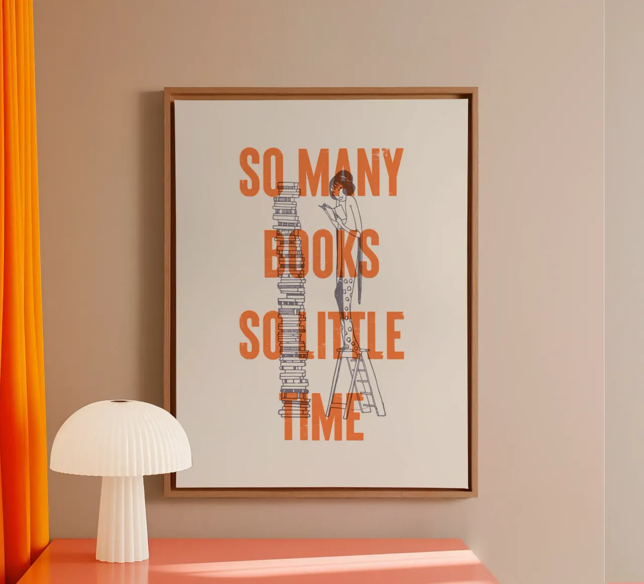 Così tanti libri, così poco tempo tela con Cornice a cassetta da Vintagrafica