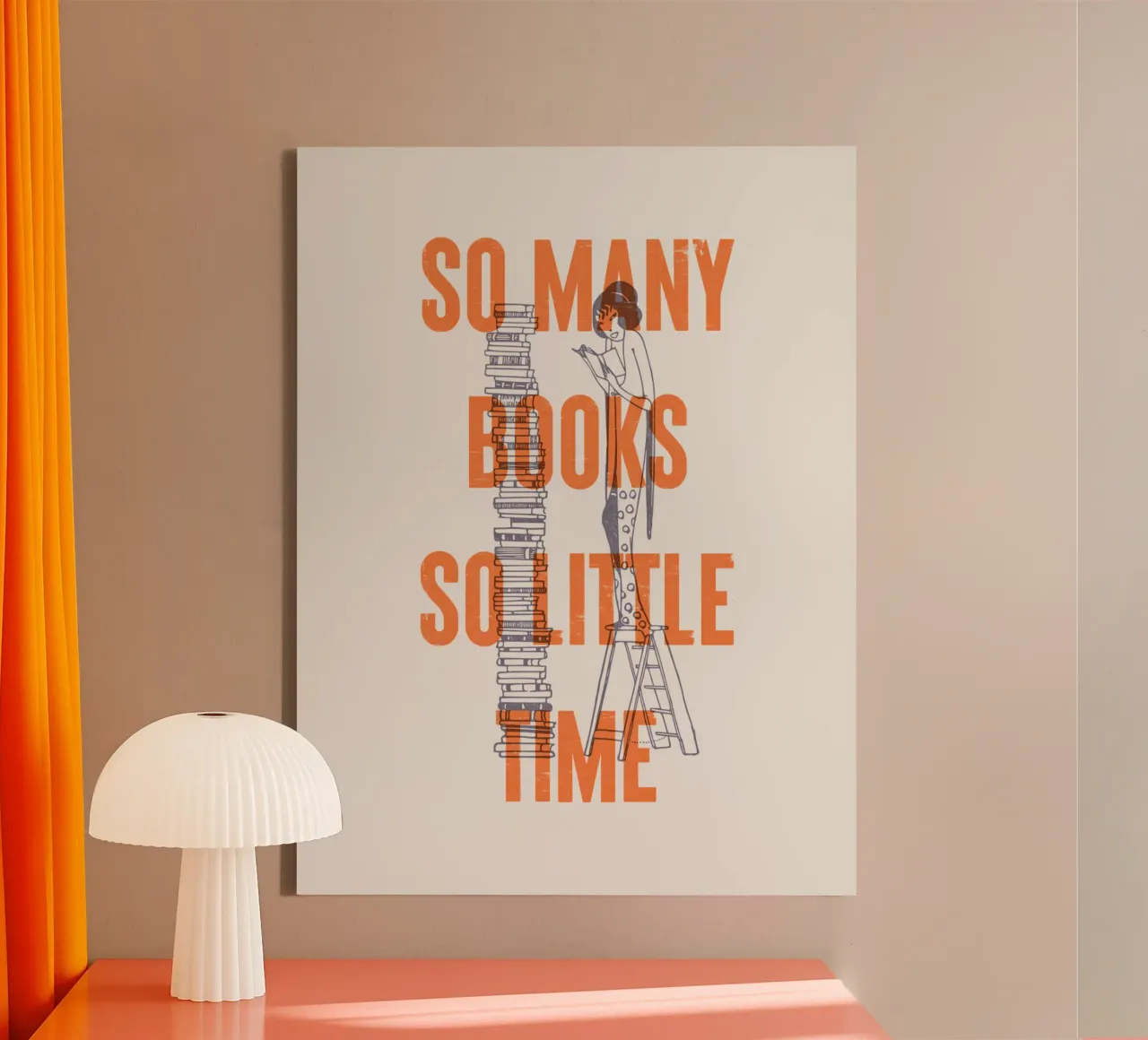 Così tanti libri, così poco tempo tela con Cornice a cassetta da Vintagrafica