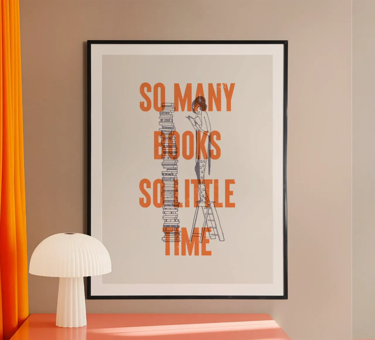 Così tanti libri, così poco tempo poster con telaio in plastica da Vintagrafica