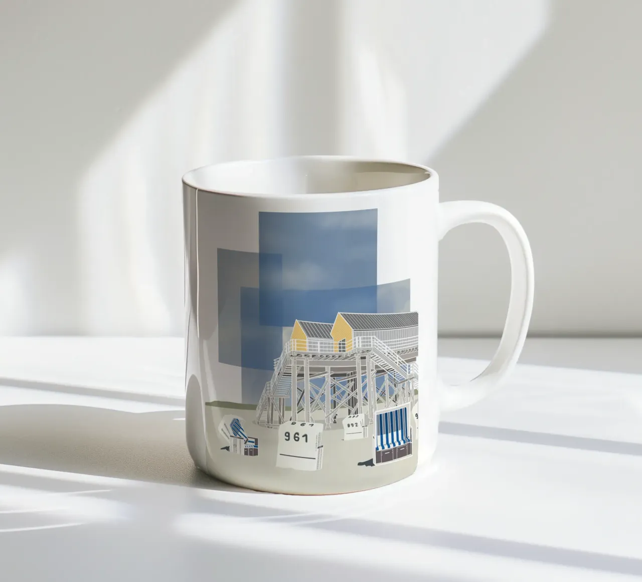 Sankt Peter Ording - Nordsee, Stelzenhaus, Strandkorb mug en céramique de fernvej