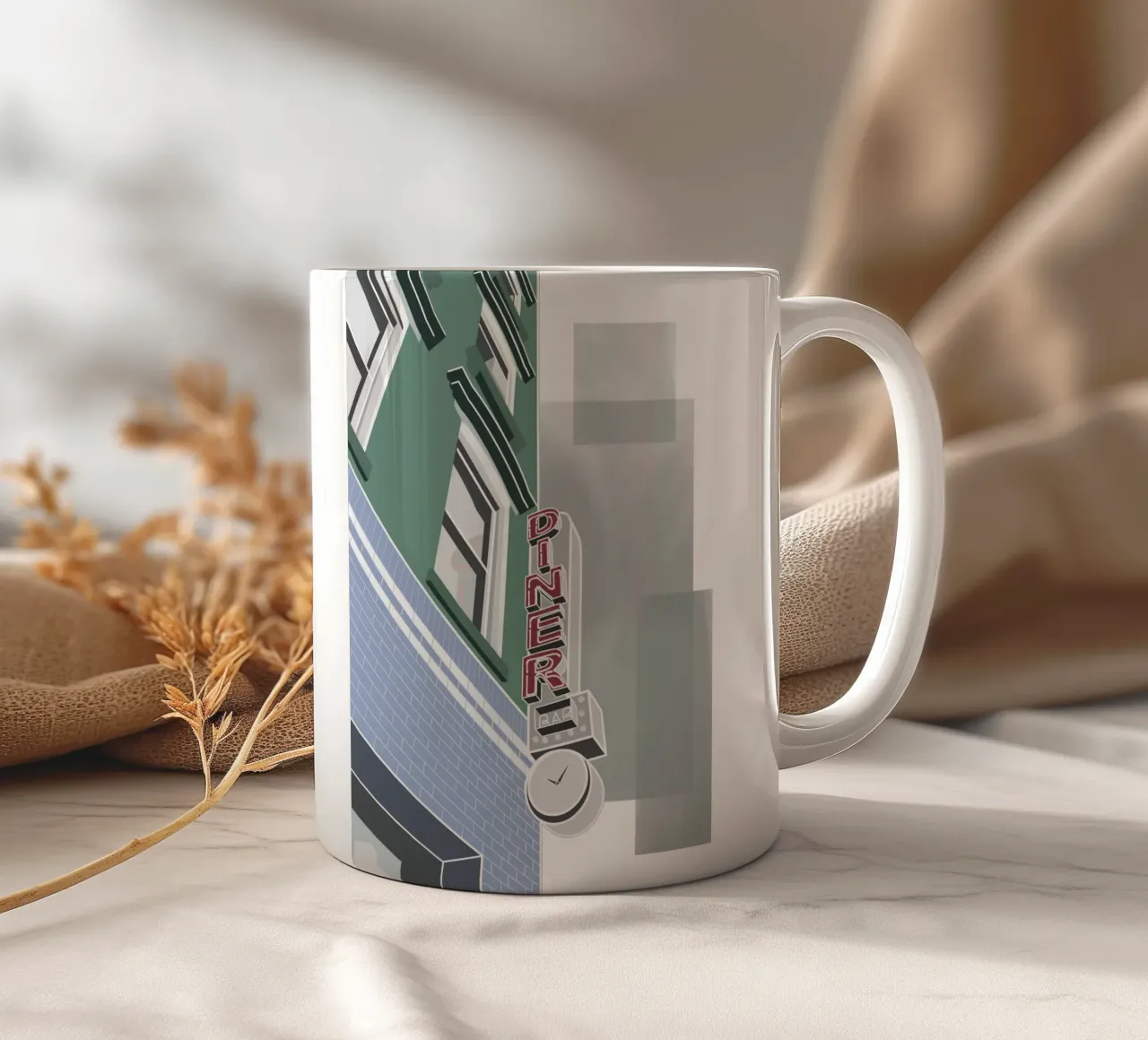 New York Diner on East Houston Street mug en céramique de fernvej