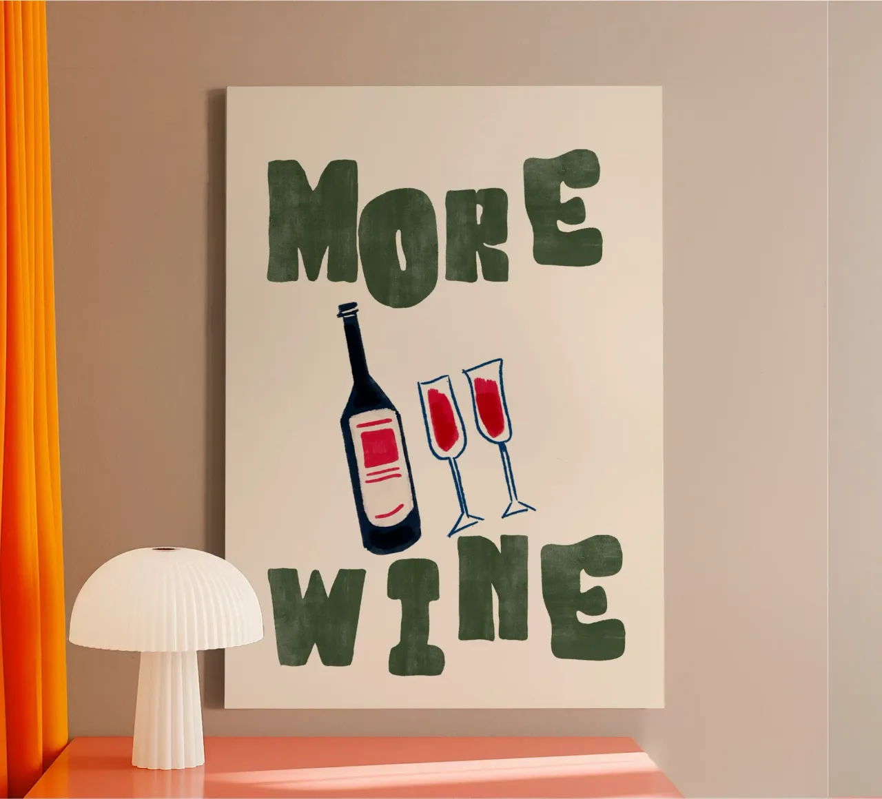 More Wine | Elegant & Playful Watercolor Print tela da PrintCessStudio