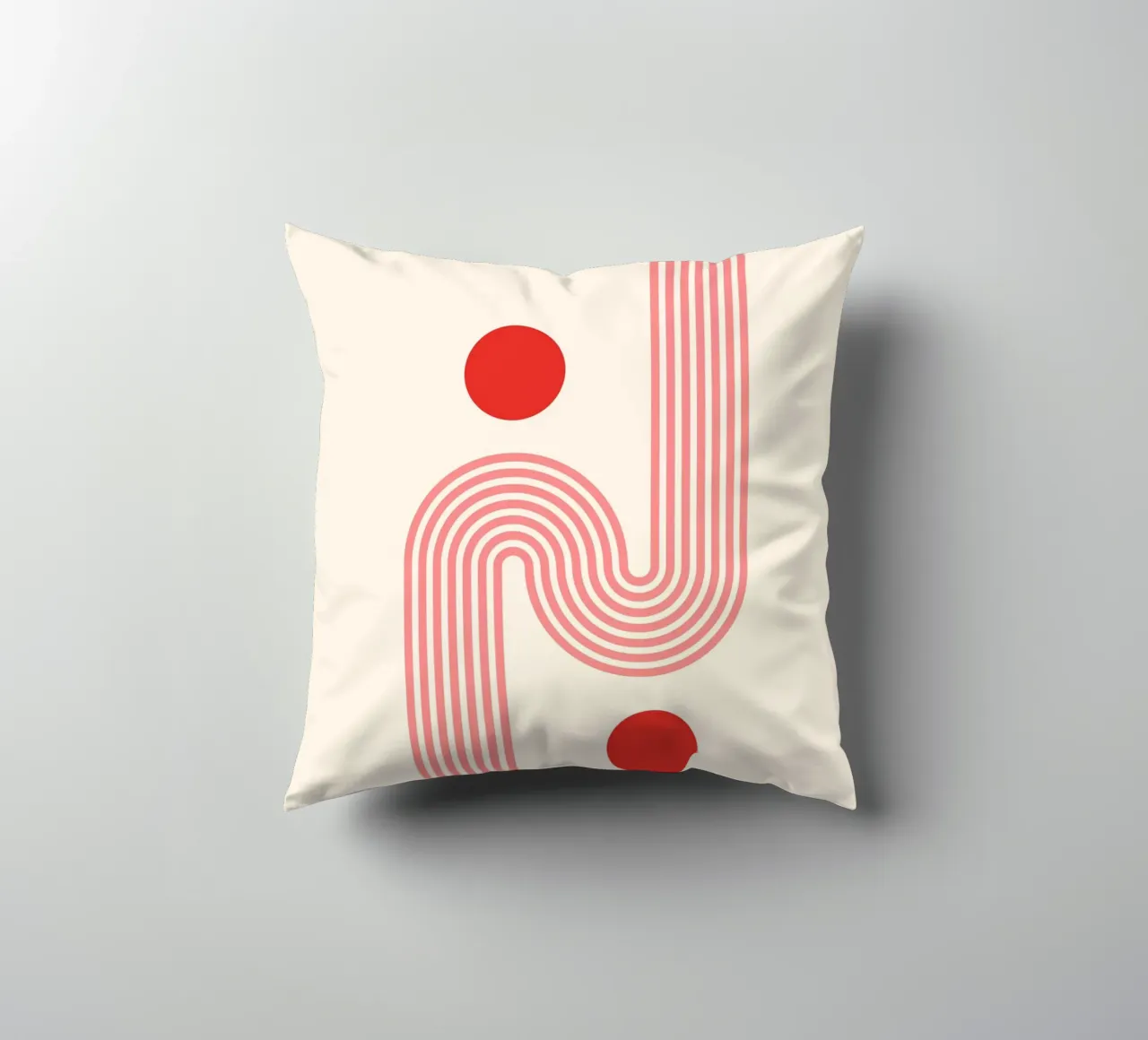 Bauhaus Style Curves & Dots | Modern Minimalist Art Print cuscino da PrintCessStudio
