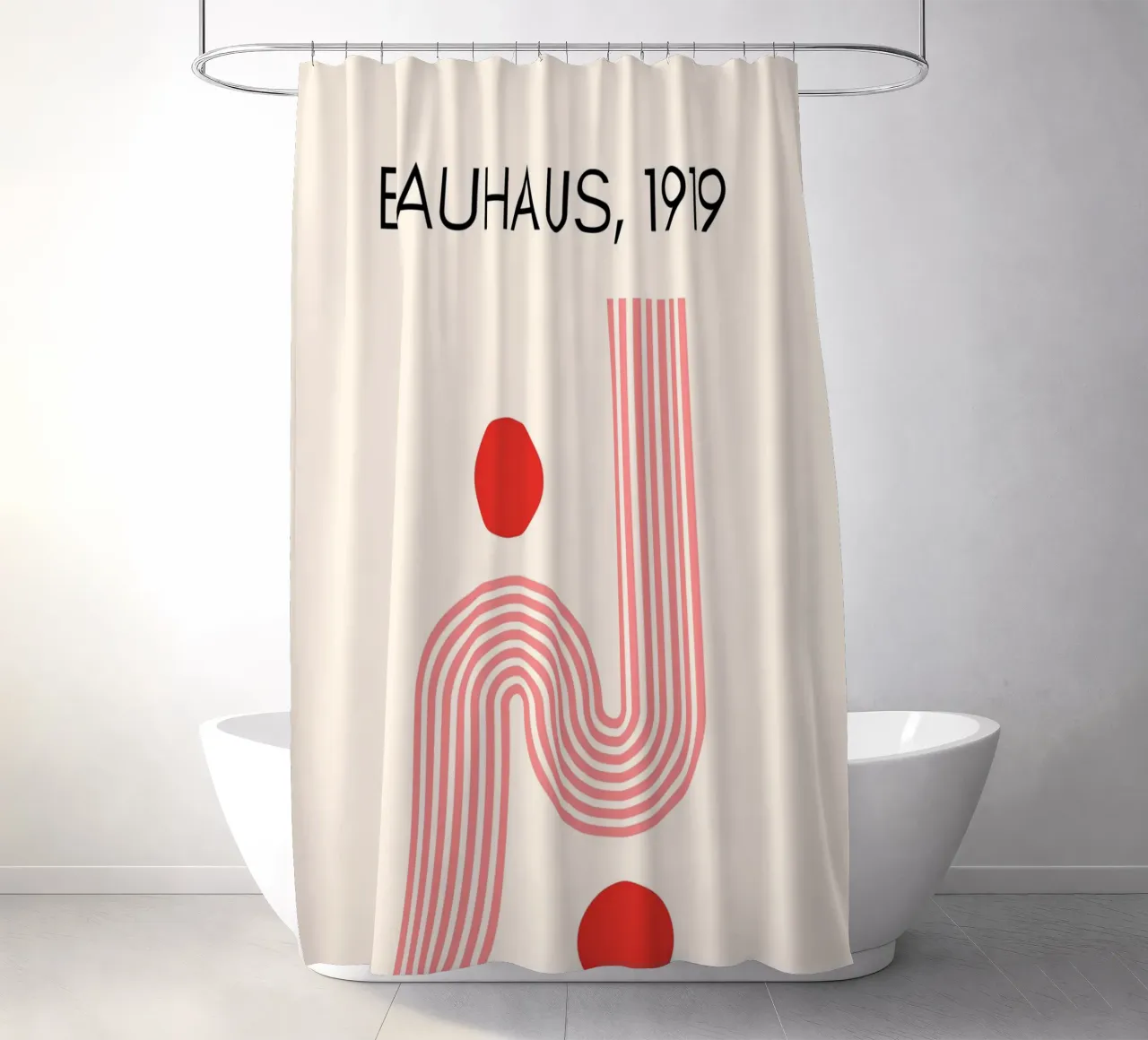 Bauhaus Style Curves & Dots | Modern Minimalist Art Print tenda da doccia da PrintCessStudio