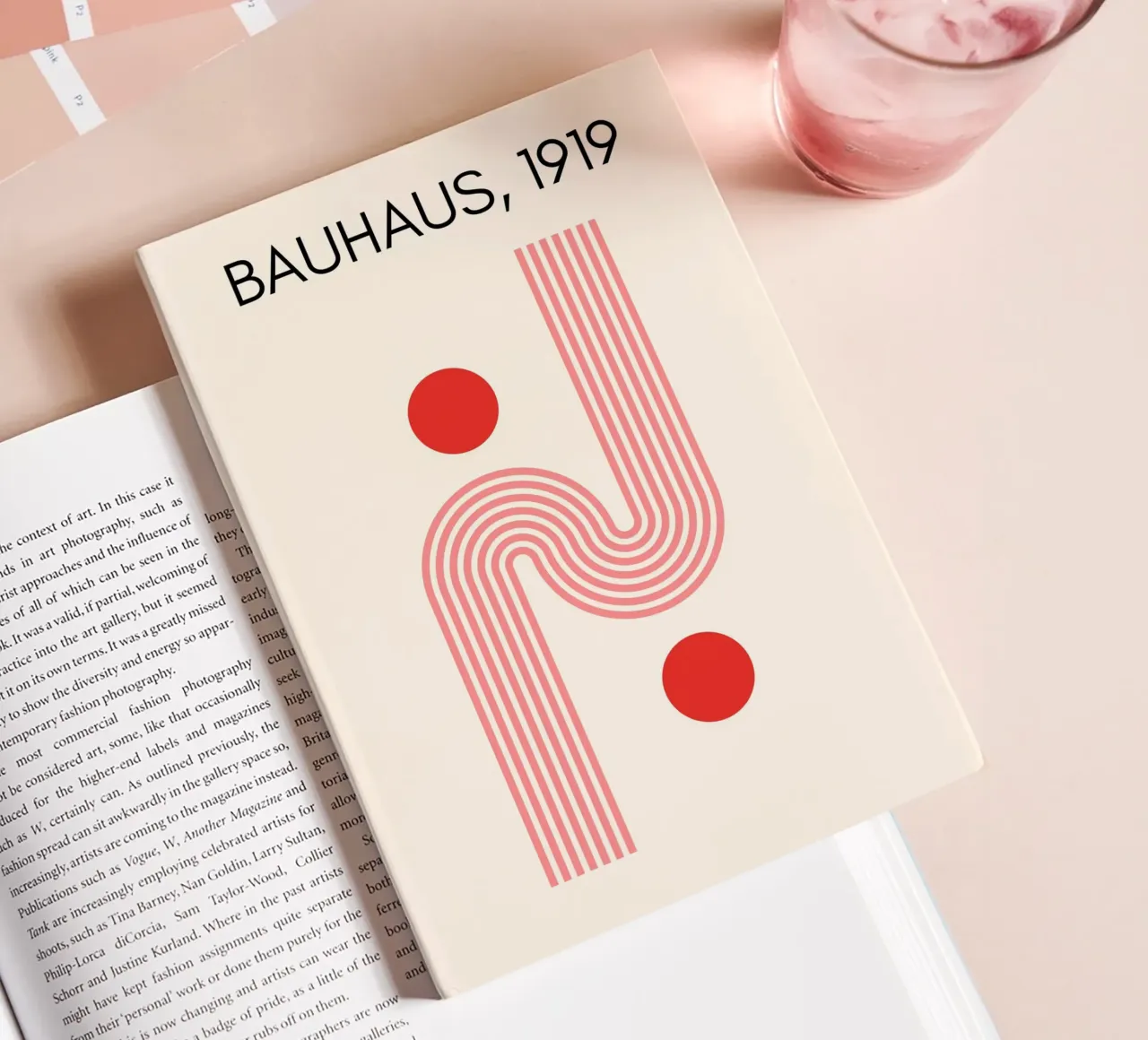 Bauhaus Style Curves & Dots | Modern Minimalist Art Print notebook by PrintCessStudio