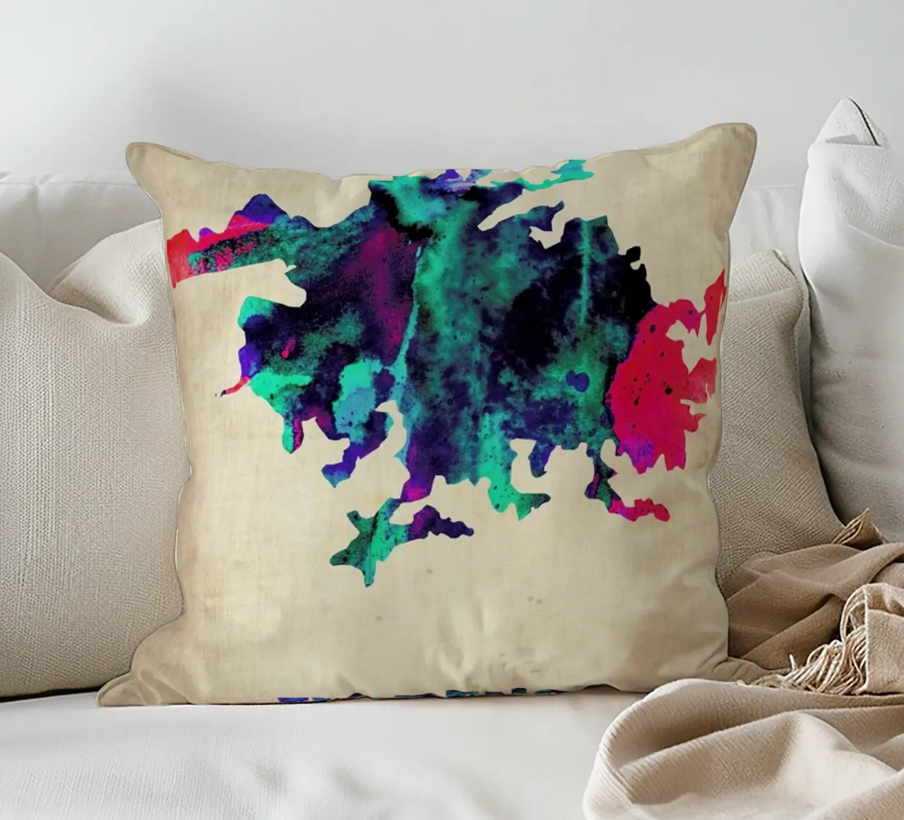 Florence Watercolor Map cuscino da Naxart