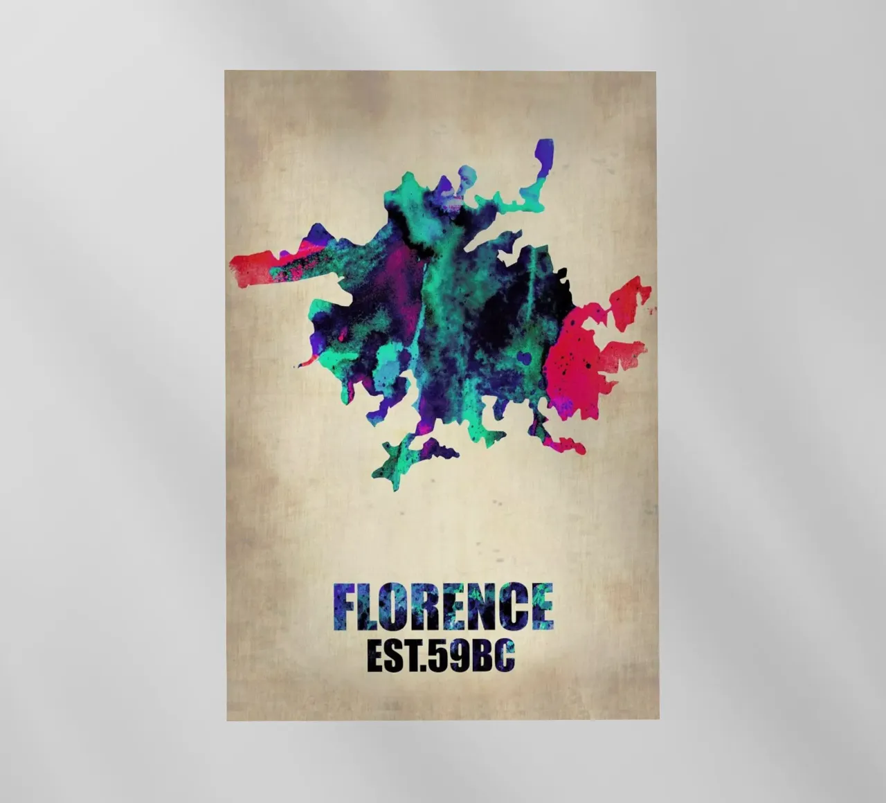 Florence Watercolor Map pellicola backlit da Naxart