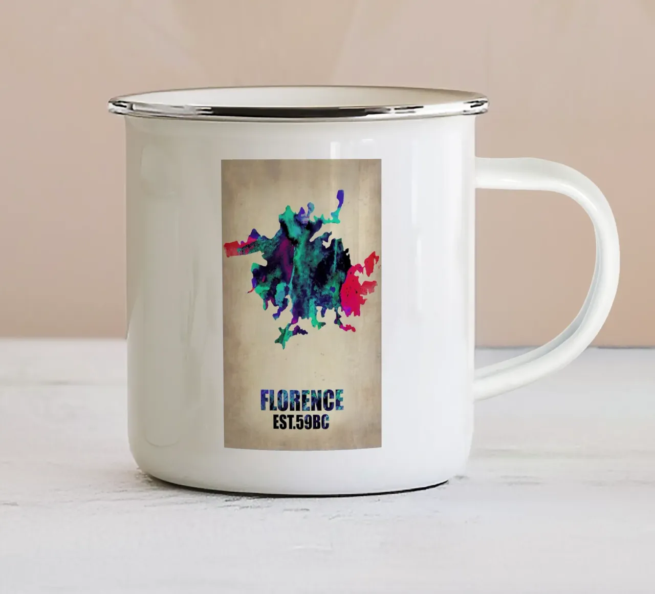 Florence Watercolor Map tazza in smalto da Naxart