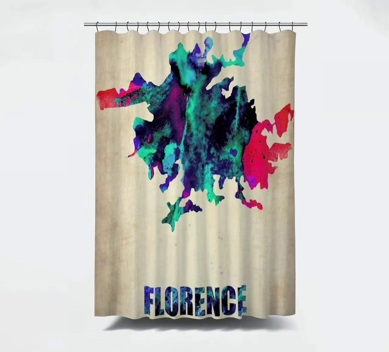 Florence Watercolor Map shower curtain by Naxart