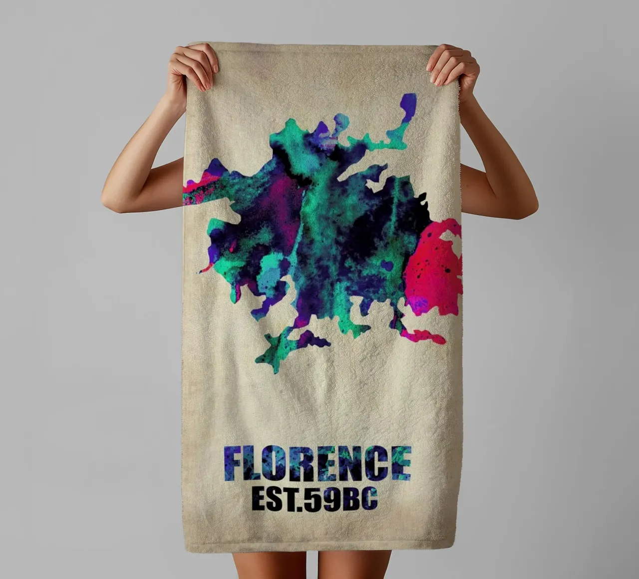 Florence Watercolor Map asciugamano da bagno da Naxart
