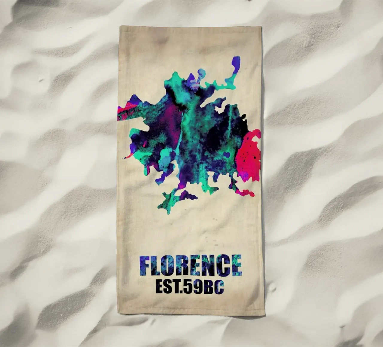 Florence Watercolor Map telo mare da Naxart