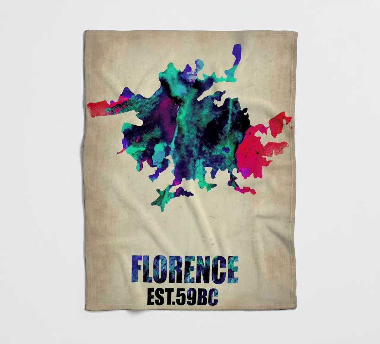 Florence Watercolor Map coperta in pile da Naxart