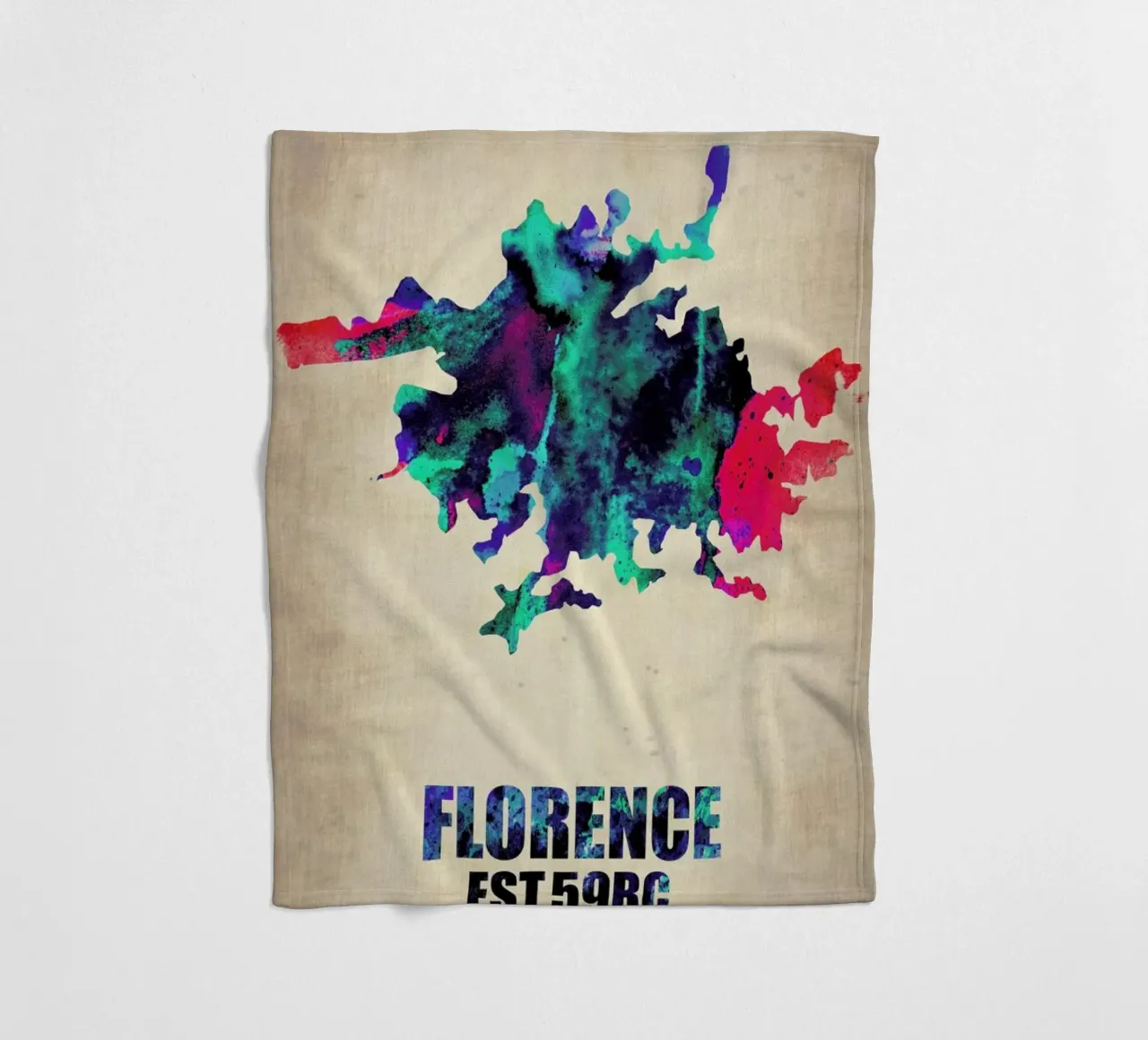 Florence Watercolor Map coperta in pile da Naxart