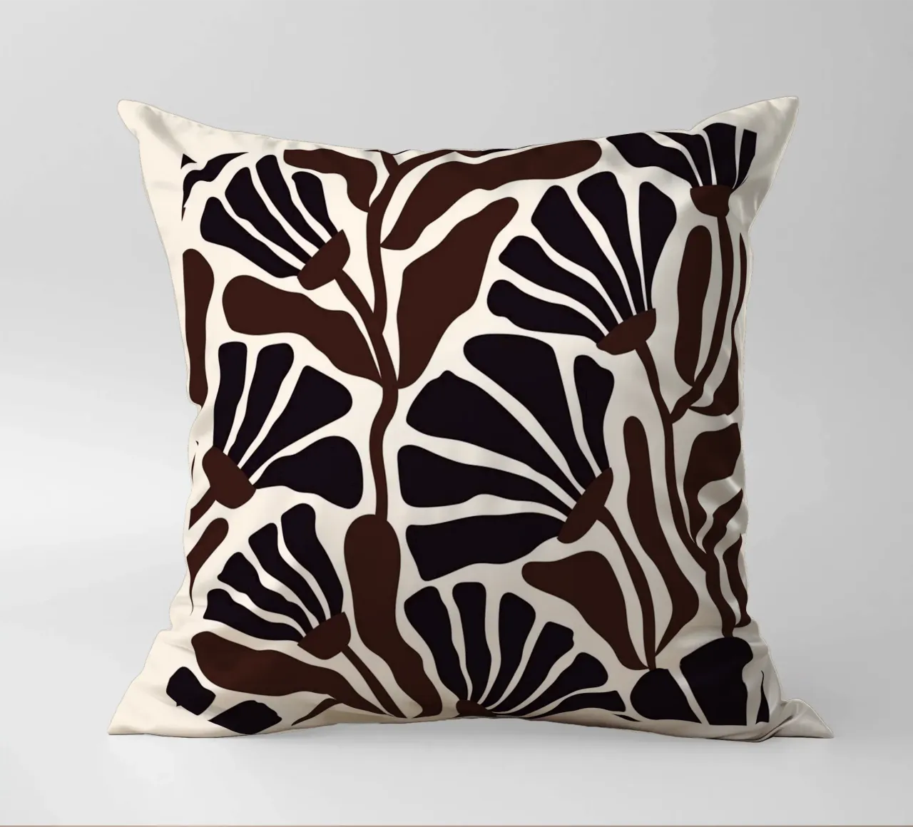 Minimal Flower Print | Black & Brown Elegant Design kussen van PrintCessStudio