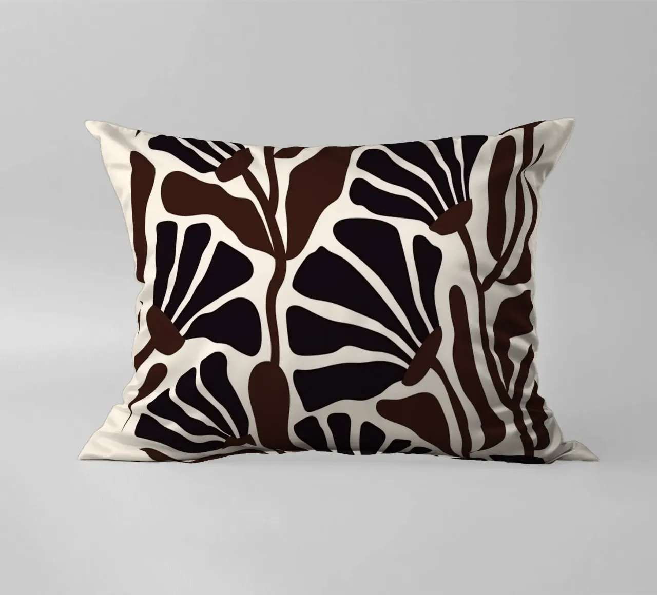Minimal Flower Print | Black & Brown Elegant Design cuscino da PrintCessStudio