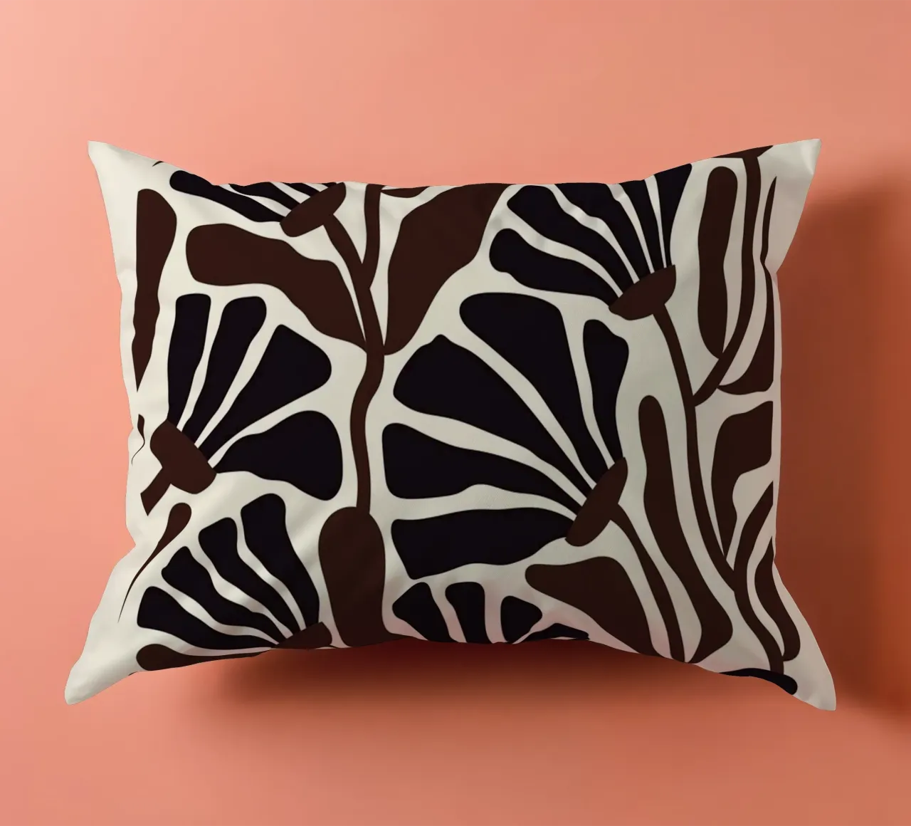 Minimal Flower Print | Black & Brown Elegant Design kussen van PrintCessStudio