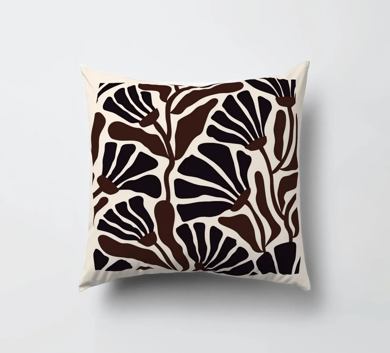 Minimal Flower Print | Black & Brown Elegant Design cuscino da PrintCessStudio