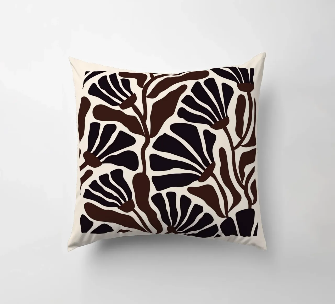 Minimal Flower Print | Black & Brown Elegant Design cuscino da PrintCessStudio