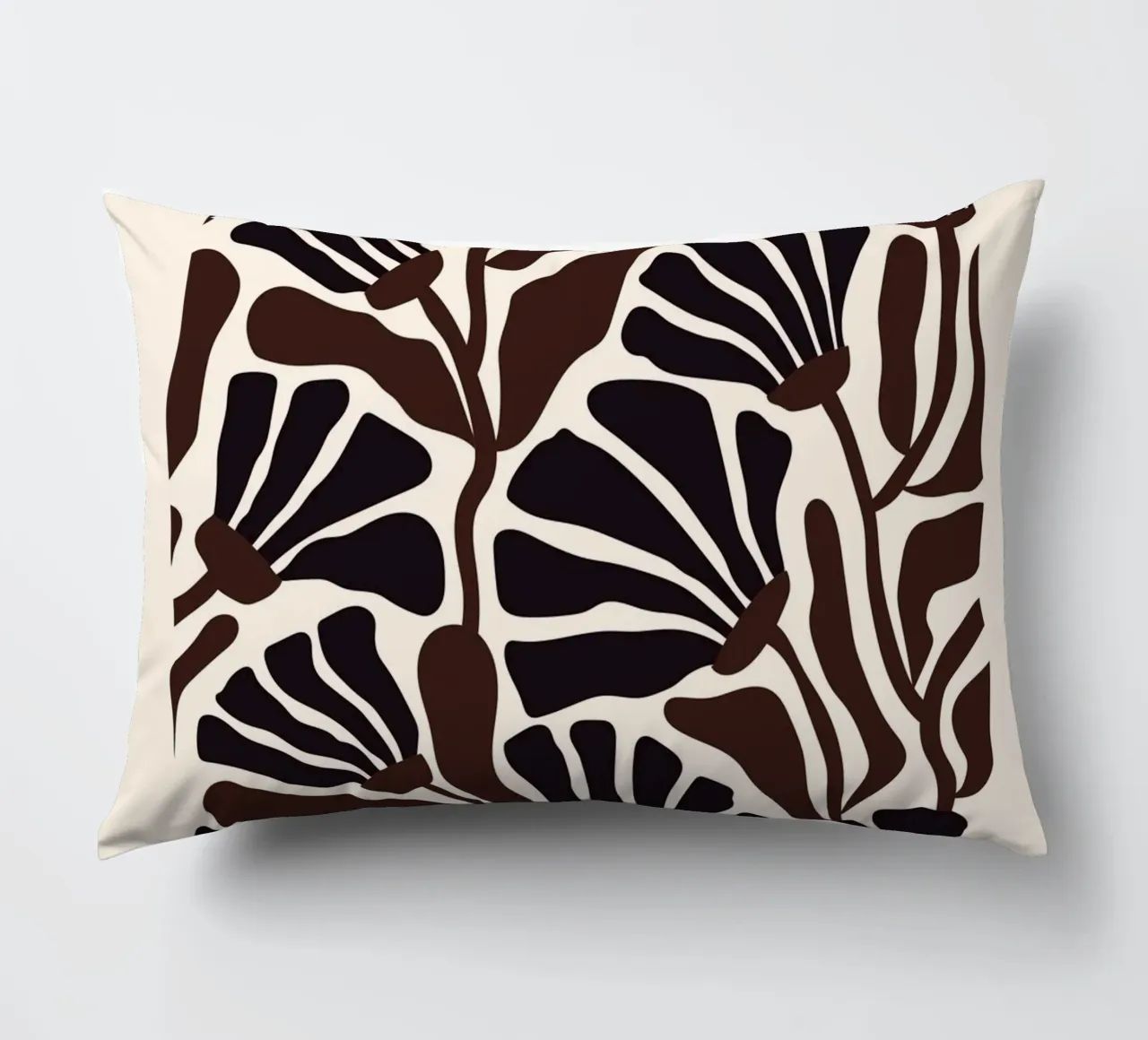 Minimal Flower Print | Black & Brown Elegant Design cuscino da PrintCessStudio