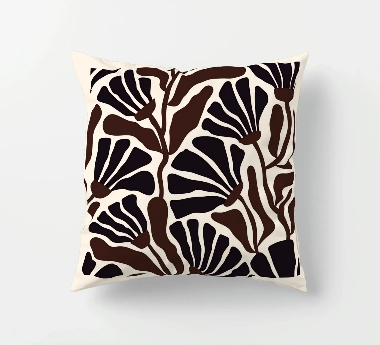 Minimal Flower Print | Black & Brown Elegant Design cuscino da PrintCessStudio