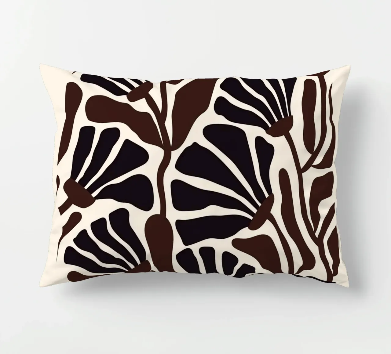 Minimal Flower Print | Black & Brown Elegant Design cuscino da PrintCessStudio