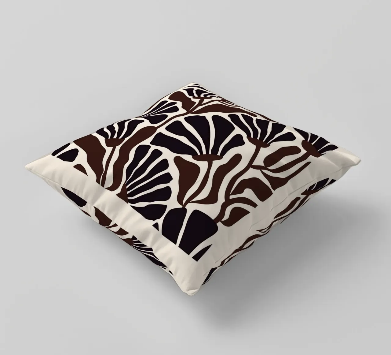 Minimal Flower Print | Black & Brown Elegant Design cuscino da PrintCessStudio