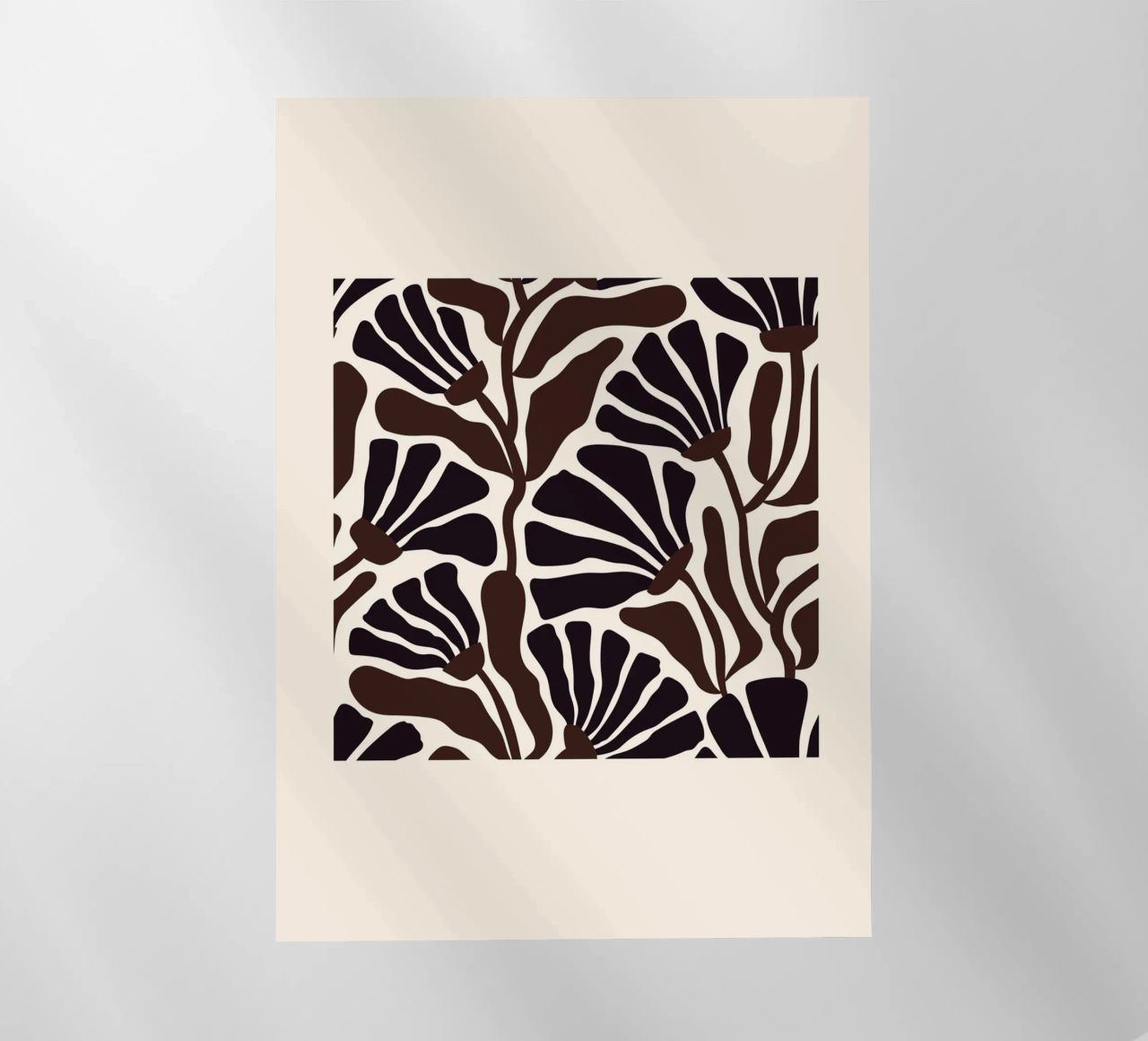 Minimal Flower Print | Black & Brown Elegant Design pellicola backlit da PrintCessStudio