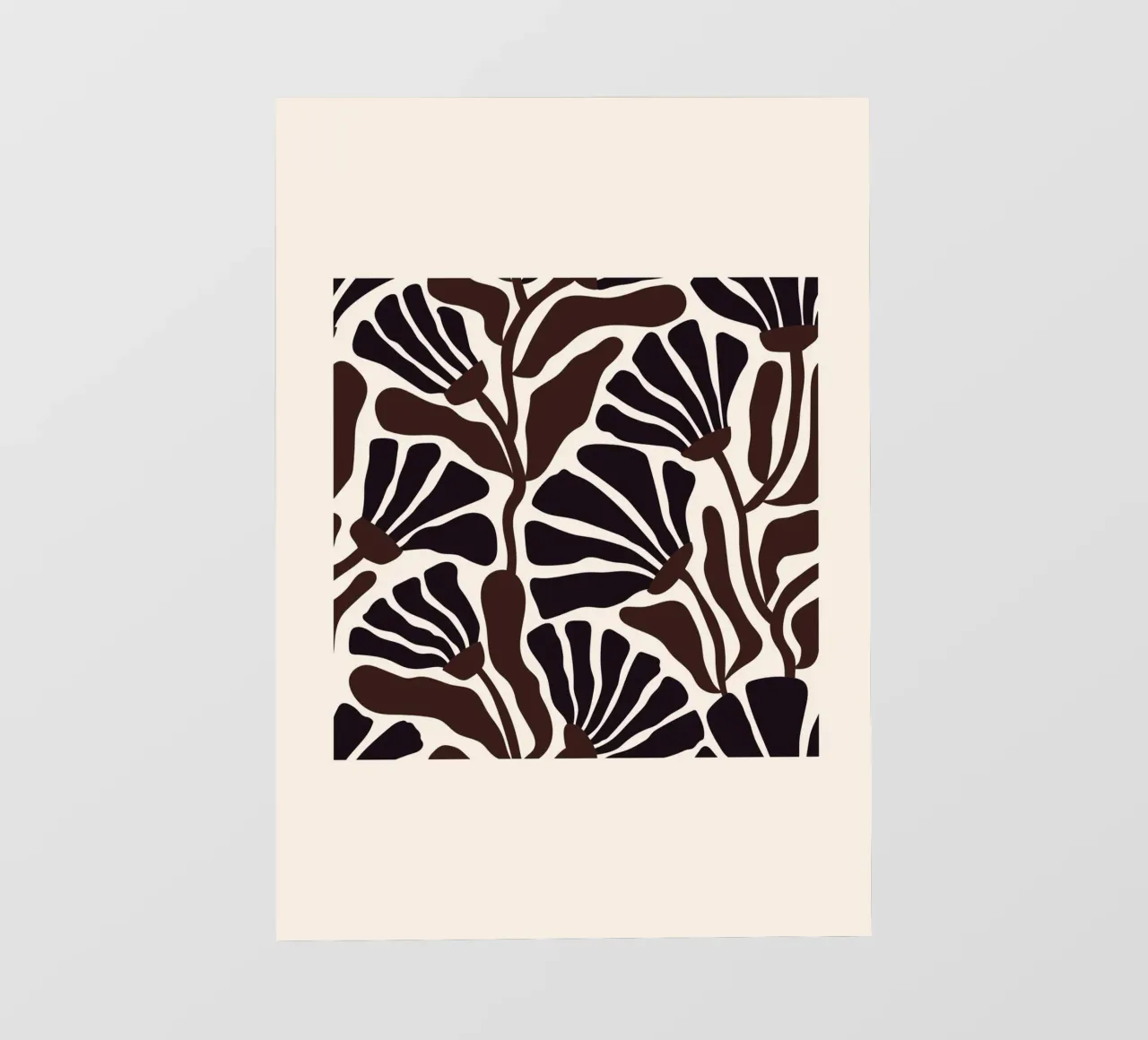 Minimal Flower Print | Black & Brown Elegant Design pellicola backlit da PrintCessStudio