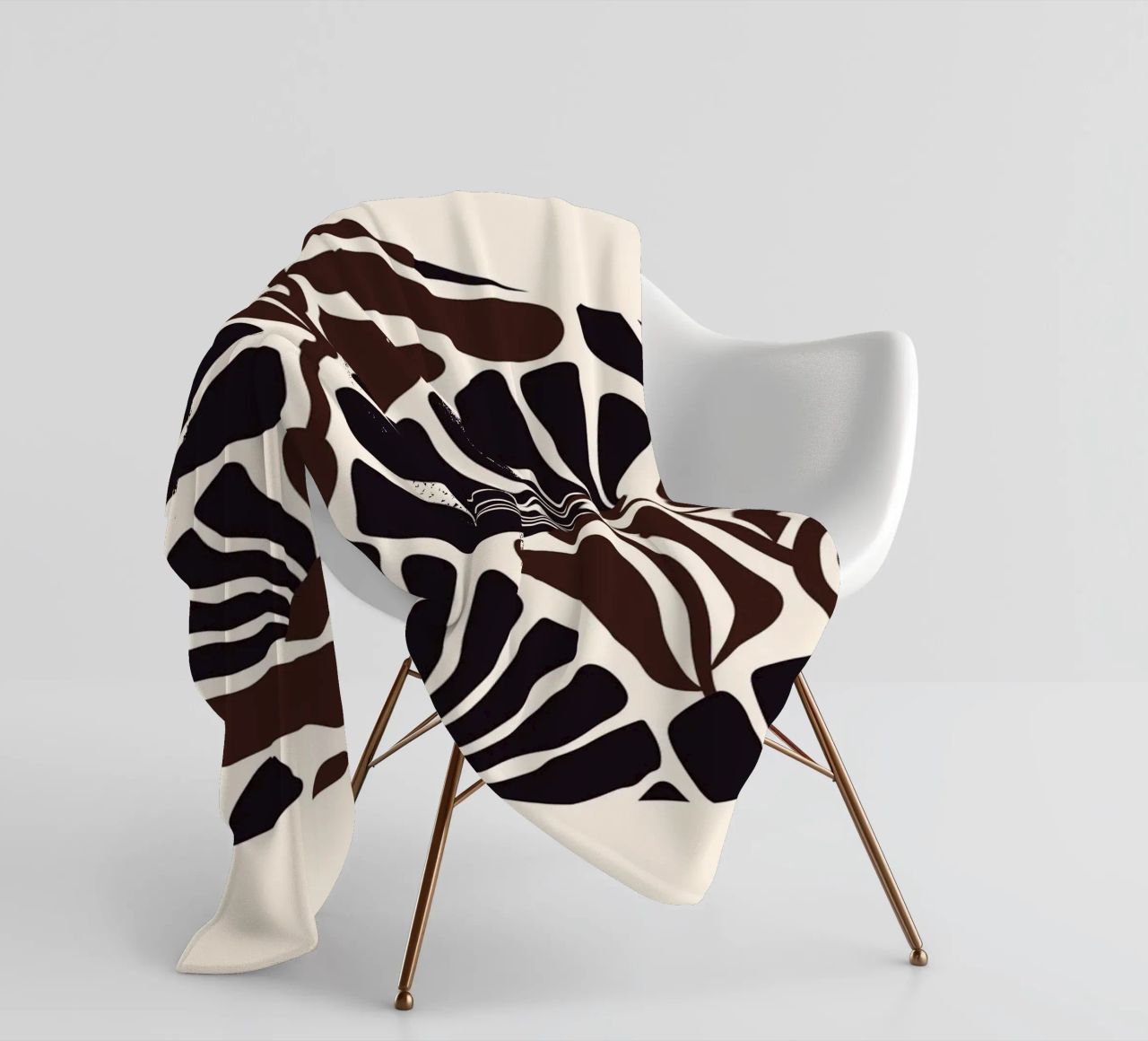 Minimal Flower Print | Black & Brown Elegant Design fleecedeken van PrintCessStudio