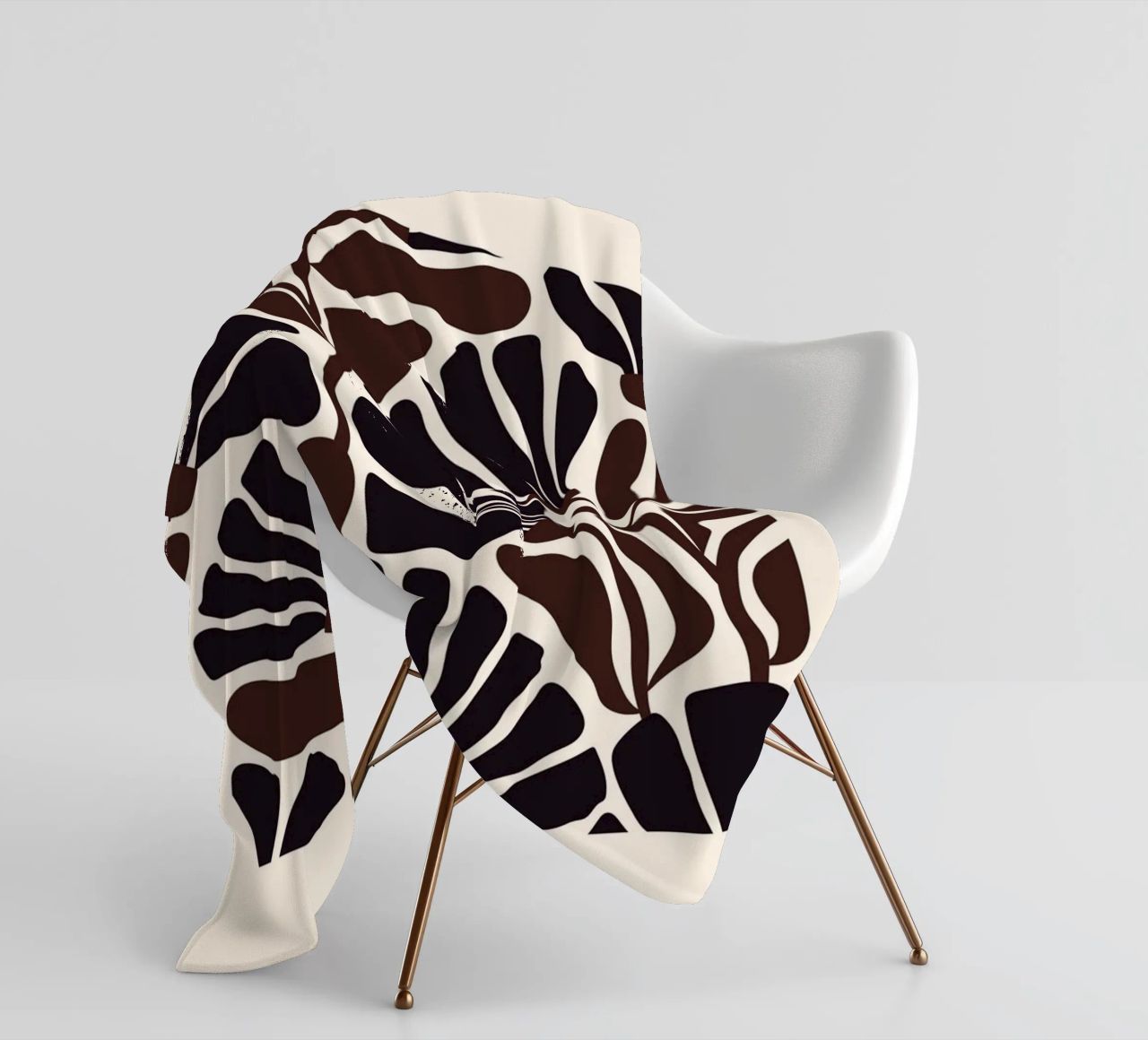 Minimal Flower Print | Black & Brown Elegant Design fleecedeken van PrintCessStudio