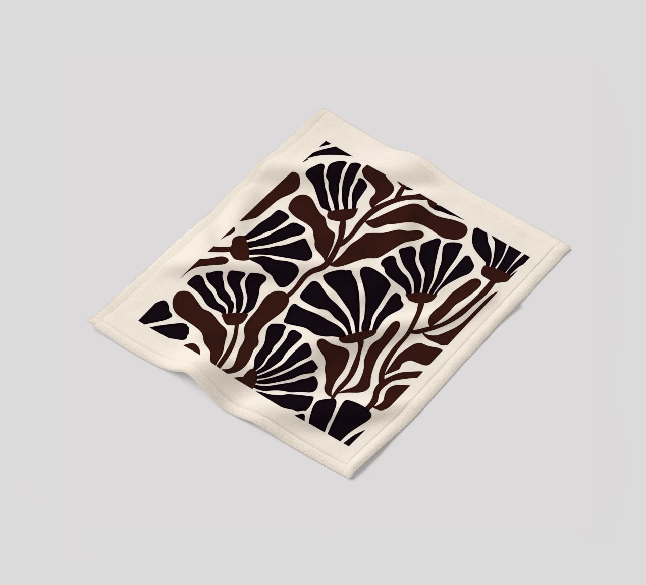 Minimal Flower Print | Black & Brown Elegant Design fleecedeken van PrintCessStudio