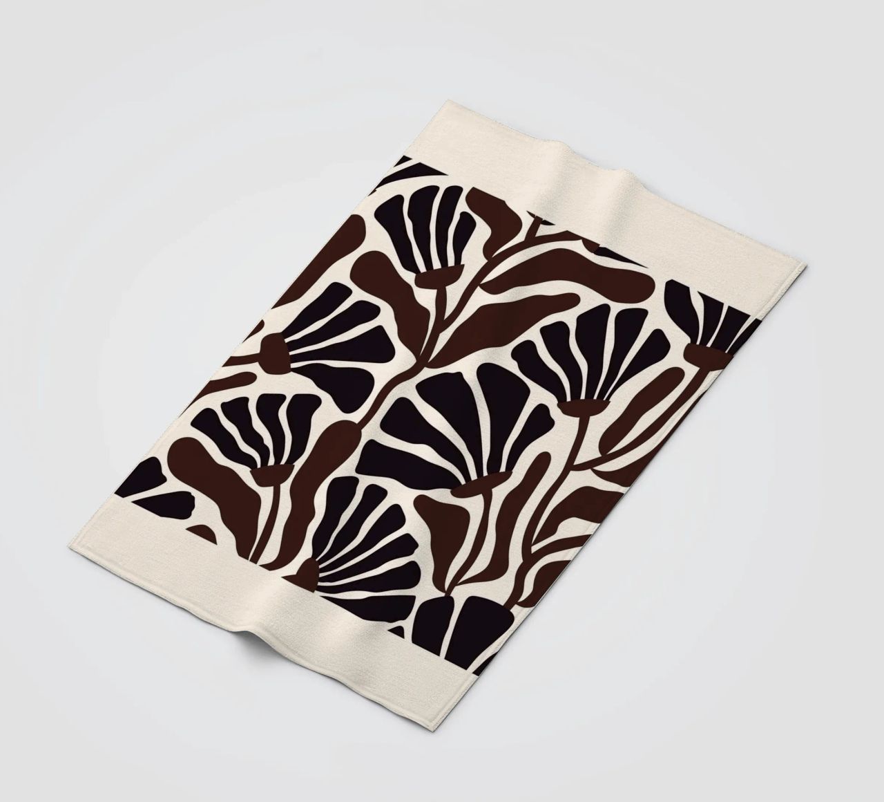 Minimal Flower Print | Black & Brown Elegant Design fleecedeken van PrintCessStudio