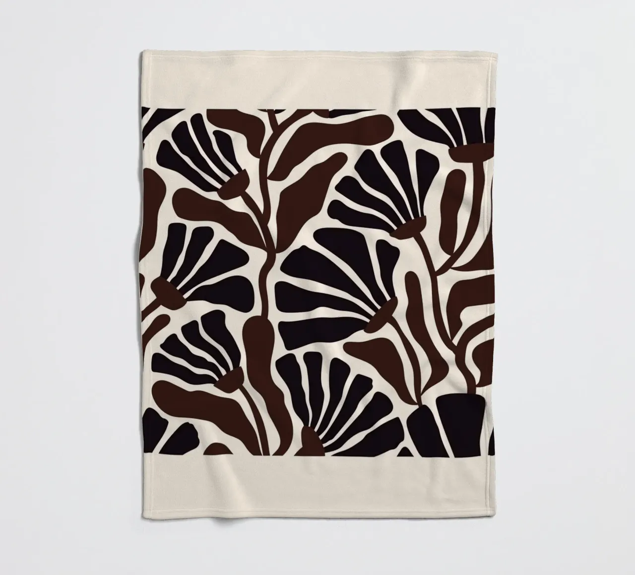 Minimal Flower Print | Black & Brown Elegant Design manta de franela de PrintCessStudio
